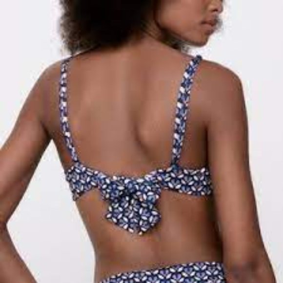 Zara bow retro bikini top purple blue blogger favorite size S - Picture 4 of 7